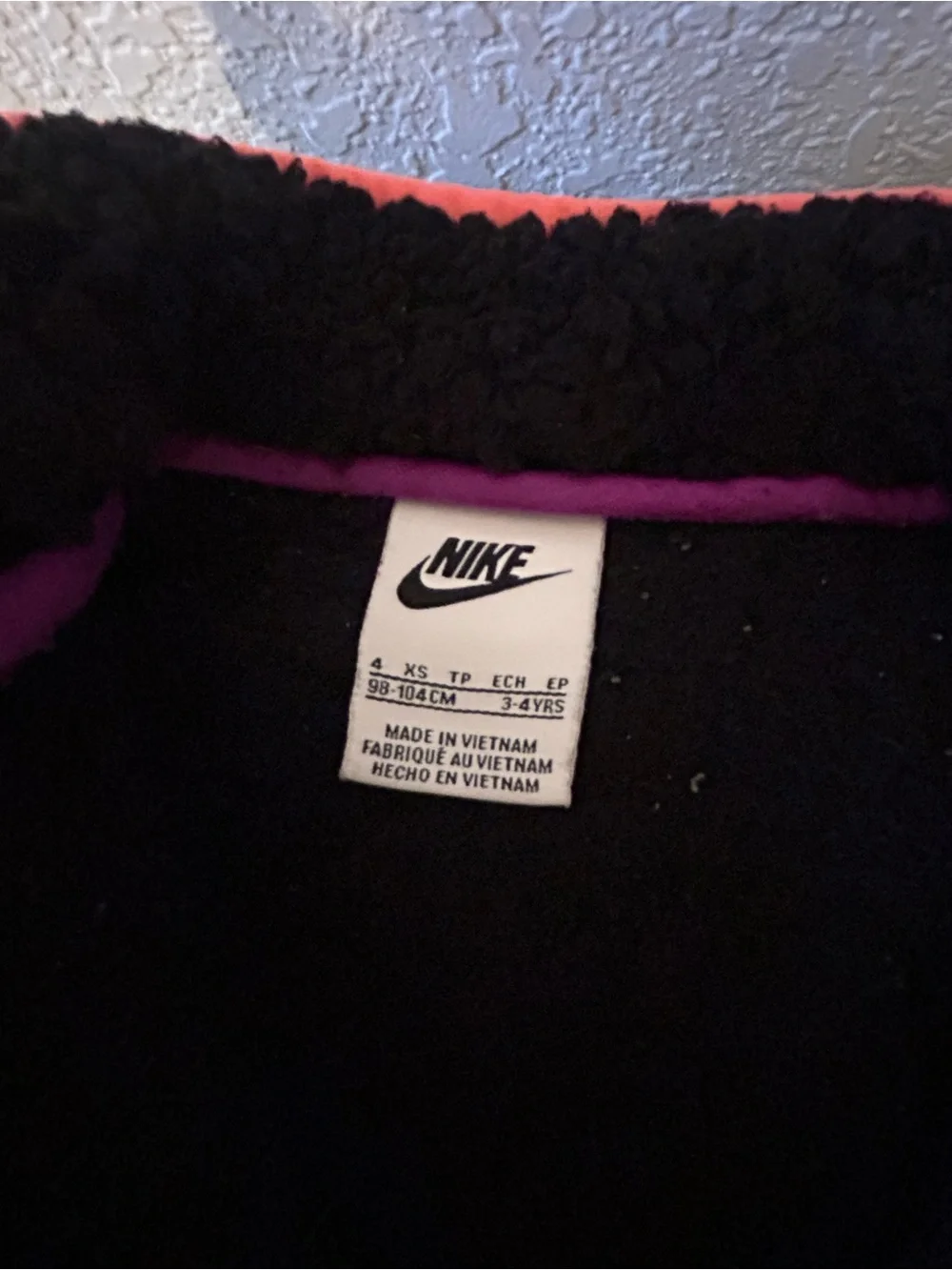 Nike girls Sherpa half zip pullover jacket black mint Purple 4 / 4T (3-4)